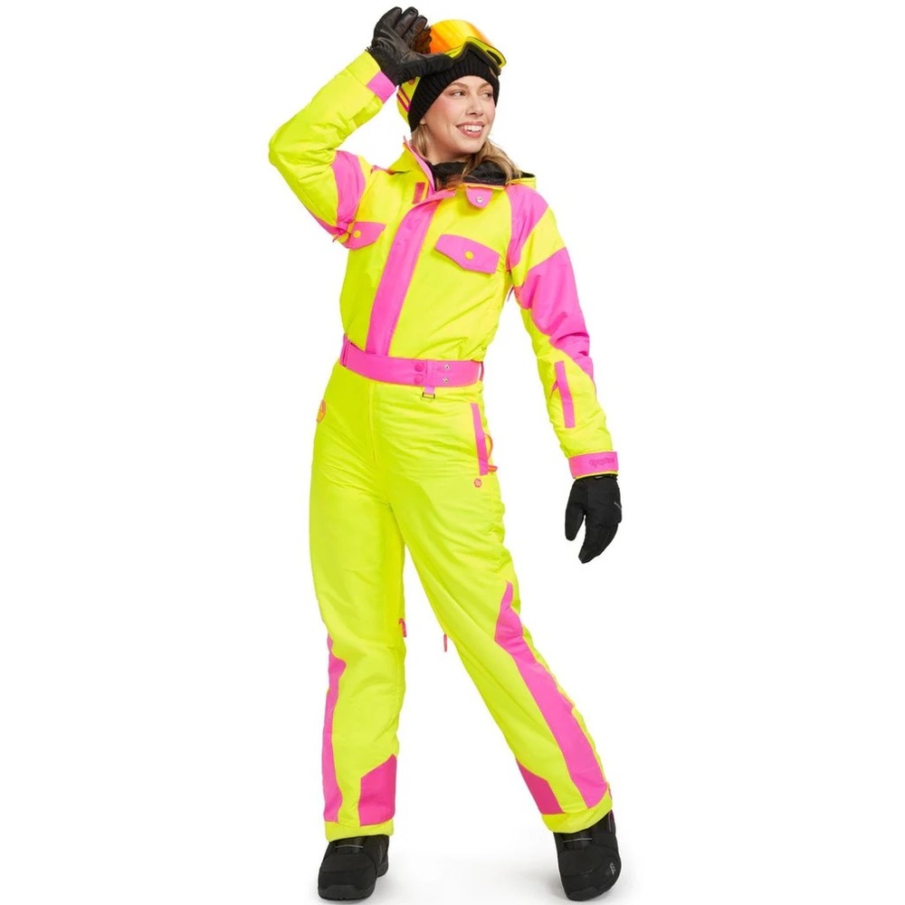 Yellow and Pink Ski Suit